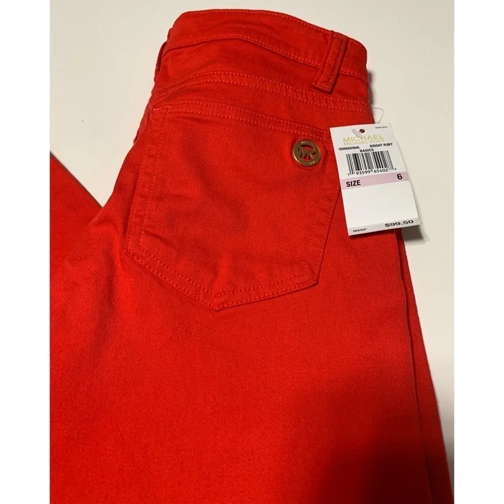 Michael Kors Izzy True Red Ruby Cropped Skinny Jeans Size 6 High Rise